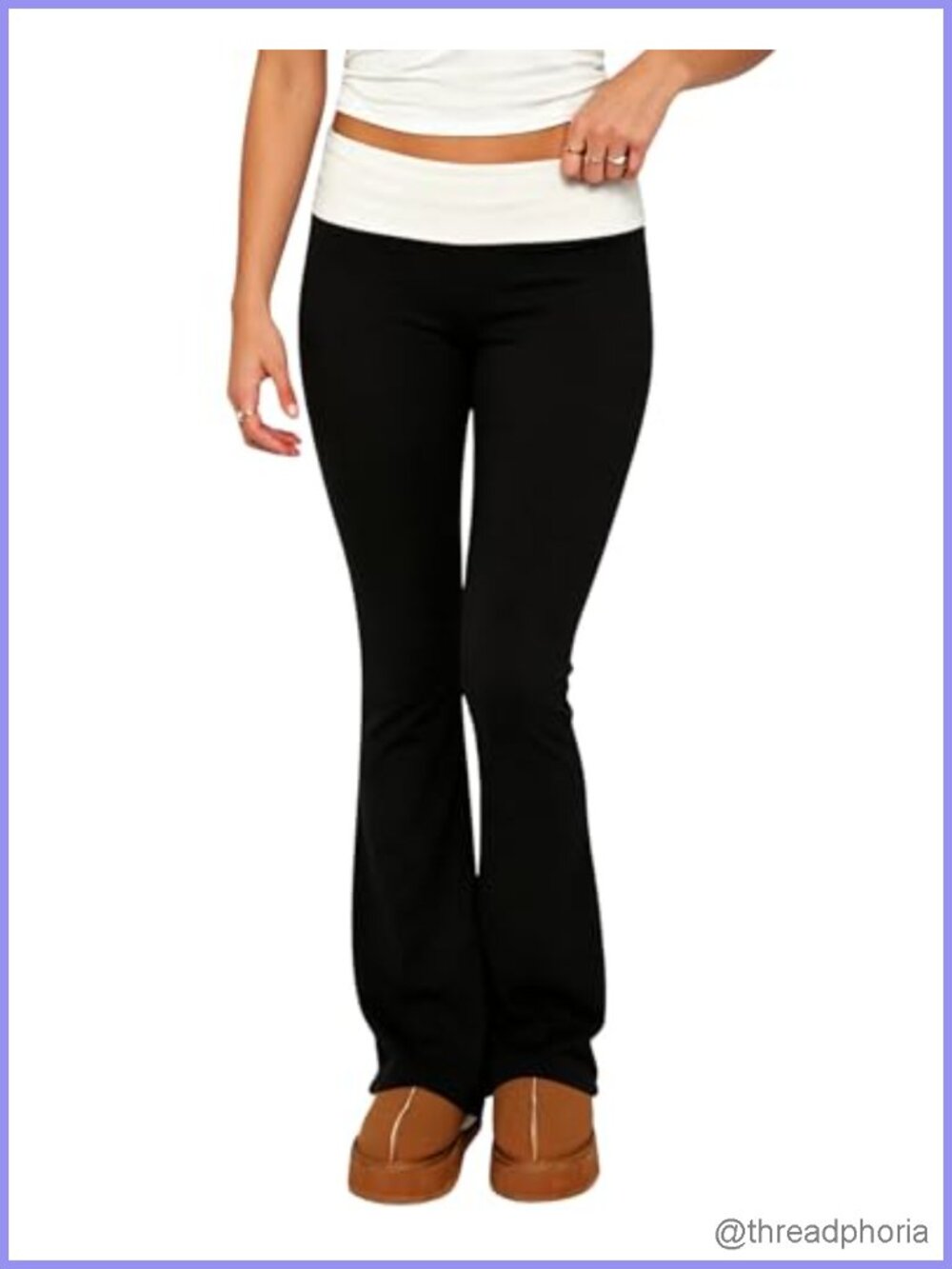Fold Over Bootcut Yoga Flare Leggings Stretchy Low Rise Women Pants